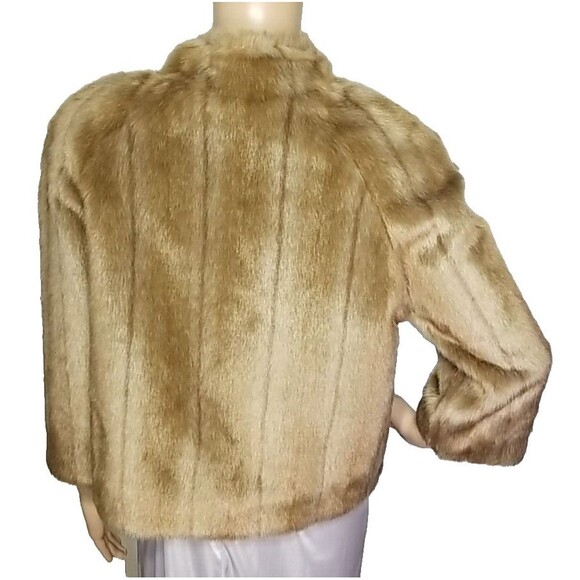 NWT Alpine Studio Vintage Faux Fur 3/4 Sleeve Coat Mink Whiskey Size Medium  T43 - Picture 4 of 11